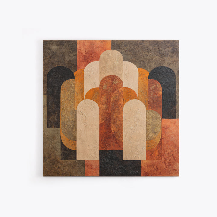 Gold Accented Abstract Arches Framed Canvas Print, Master Bedroom, Farmhouse Decor, Bedroom Decor, Abstract Art, Sanctuary, MAS-1x1-56