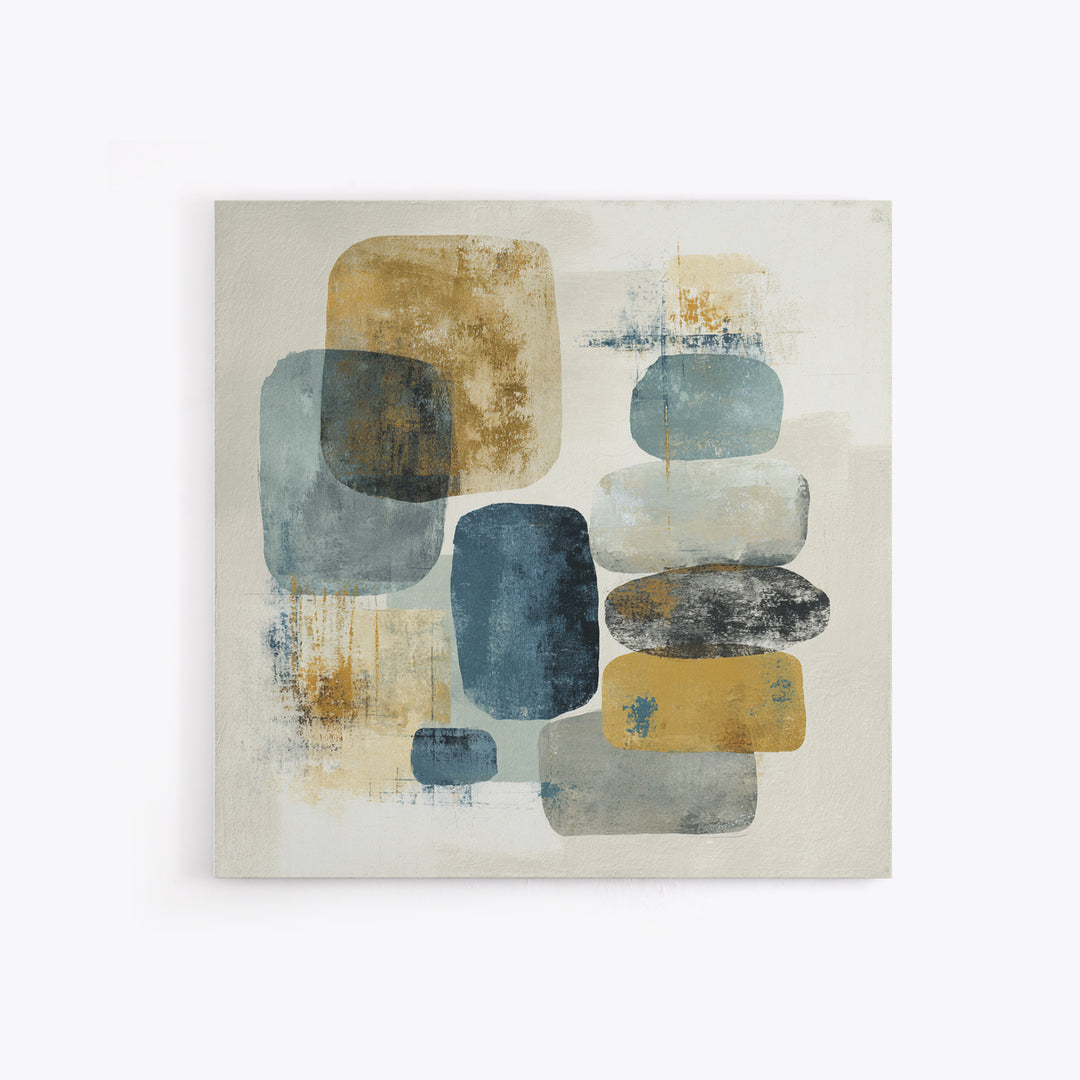 Minimal Stone Shapes Framed Canvas Print, Master Bedroom, Bedroom Prints, Bedroom Decor, Abstract Art, Sanctuary, Gallery Decor, MAS-1x1-64