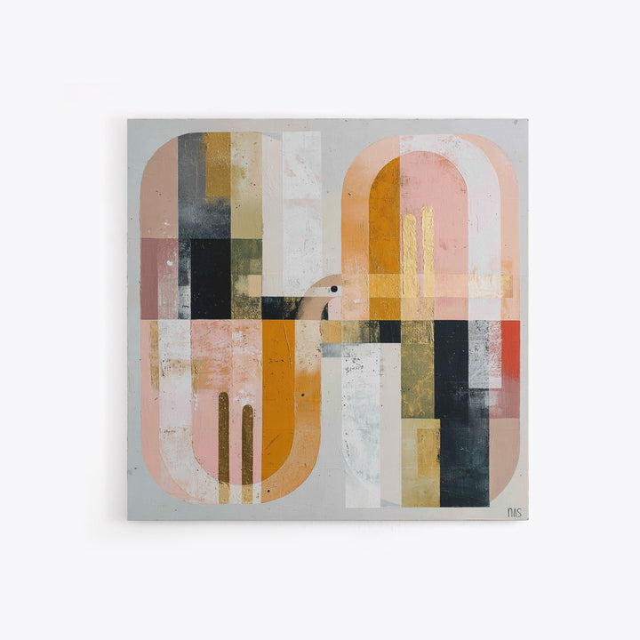 Gold Accented Abstract Arches Framed Canvas Print, Master Bedroom, Bedroom Decor, Fine Art, Sanctuary, Living Room Prints, MAS-1x1-8