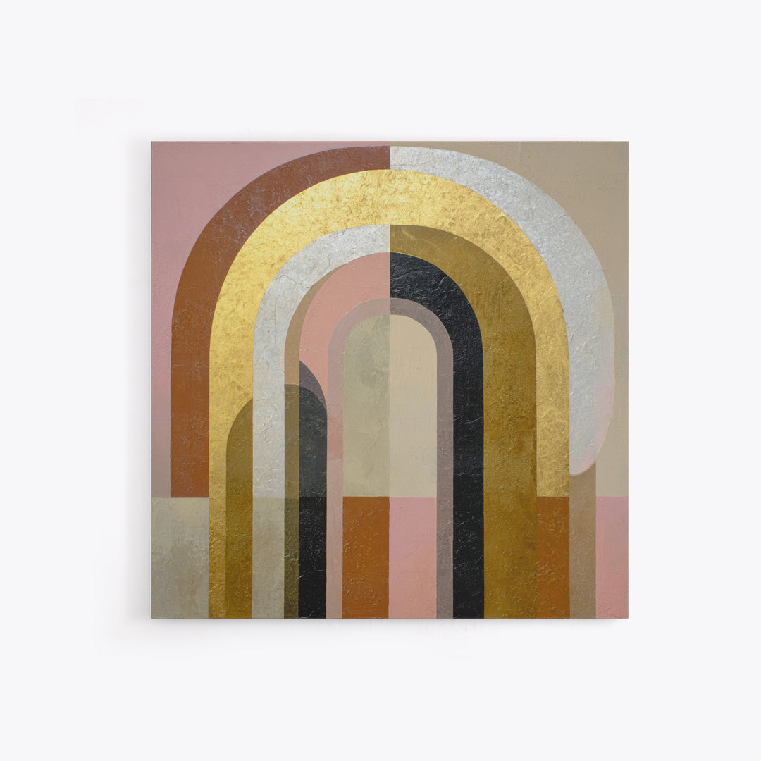 Gold Accented Abstract Arches Framed Canvas Print, Master Bedroom, Fine Art Print, Bedroom Decor, Abstract Art, Sanctuary, MAS-1x1-80