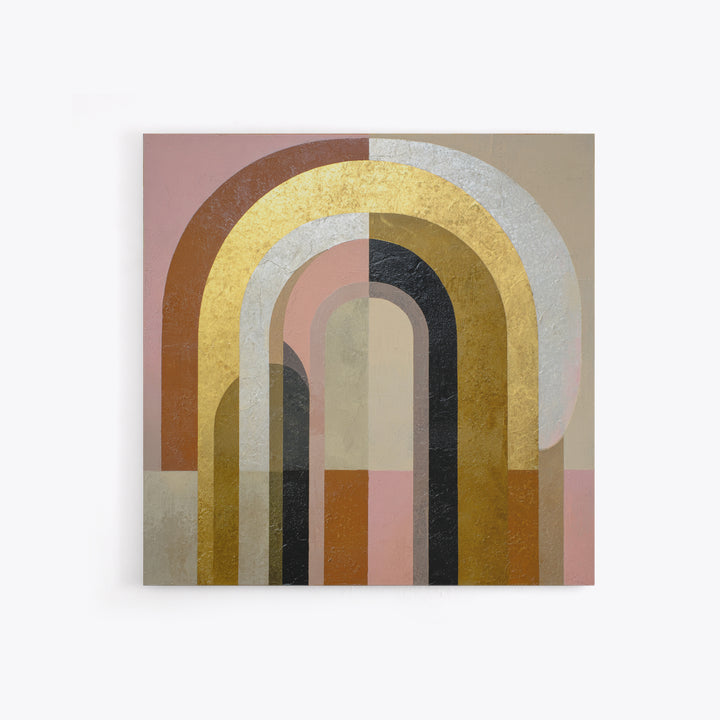 Gold Accented Abstract Arches Framed Canvas Print, Master Bedroom, Fine Art Print, Bedroom Decor, Abstract Art, Sanctuary, MAS-1x1-80