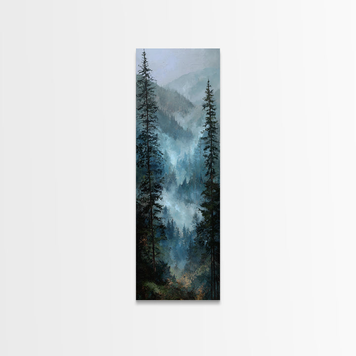 Calm Misty Forest Panorama Canvas Print, Master Bedroom, Bedroom Wall Art, Bedroom Decor, Oil Painting, Sanctuary, MAS-1x3-40