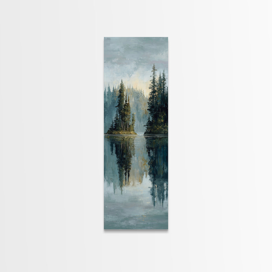 Serene Lake with Pale Morning Reflection Canvas Print, Master Bedroom, Bedroom Prints, Bedroom Decor, Fine Art, Sanctuary, MAS-1x3-43