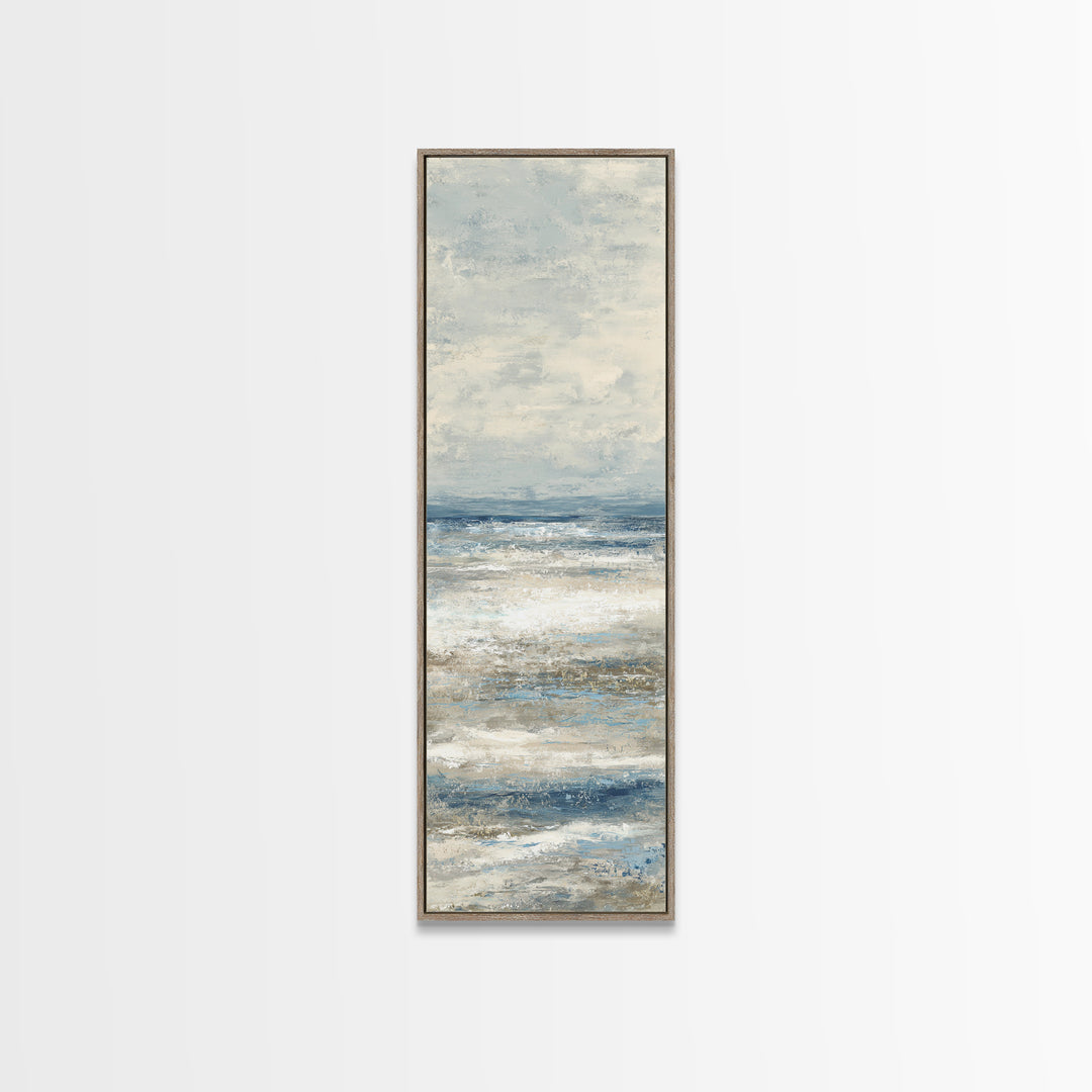 Elegant Moonlit Ocean Horizon Framed Canvas Print, Master Bedroom, Printable Wall Art, Bedroom Decor, Fine Art, Sanctuary, MAS-1x3-61