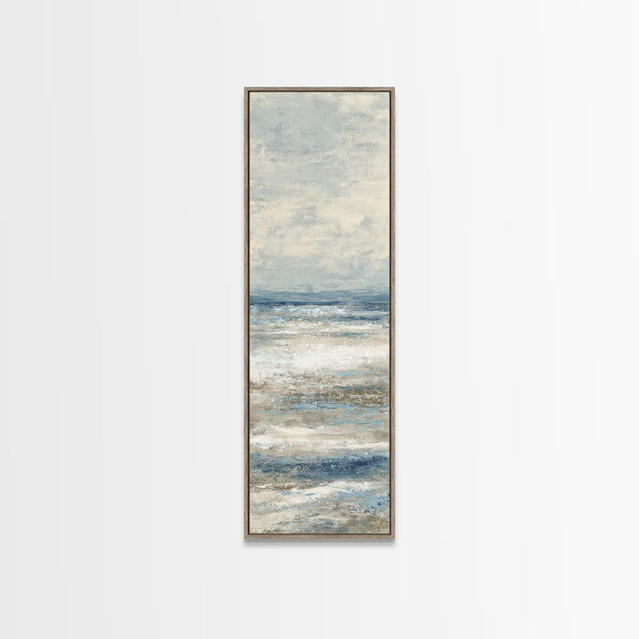 Elegant Moonlit Ocean Horizon Framed Canvas Print, Master Bedroom, Printable Wall Art, Bedroom Decor, Fine Art, Sanctuary, MAS-1x3-61