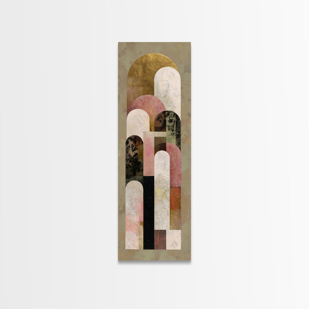 Gold Accented Abstract Arches Canvas Print, Master Bedroom, Rustic Home Decor, Bedroom Decor, Abstract Art, Sanctuary, MAS-1x3-68