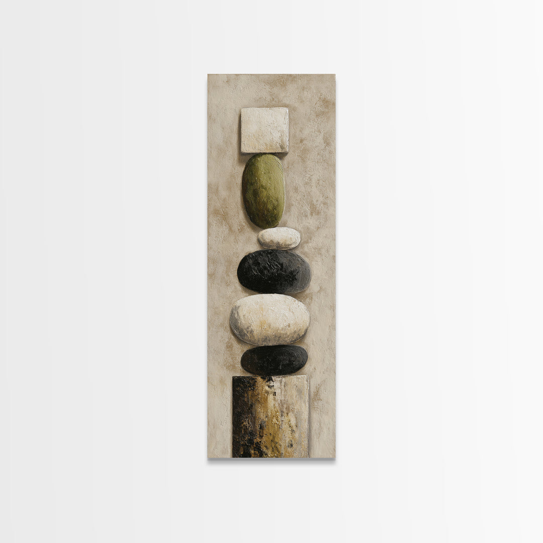 Minimal Stone Shapes Framed Canvas Print, Master Bedroom, Wall Decor Bedroom, Bedroom Decor, Sanctuary, Fine Art Print, MAS-1x3-76