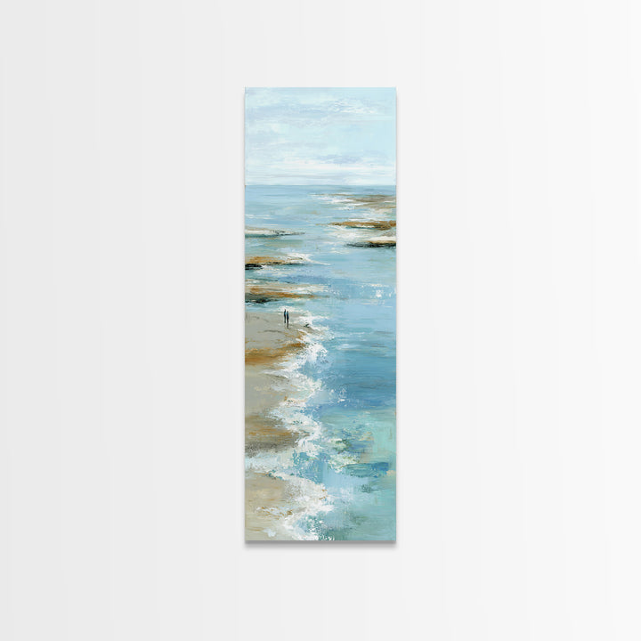 Hotel Coastal Landscape Canvas Print, Master Bedroom, Living Room Prints, Bedroom Decor, Watercolor Art, Sanctuary, MAS-1x3-81