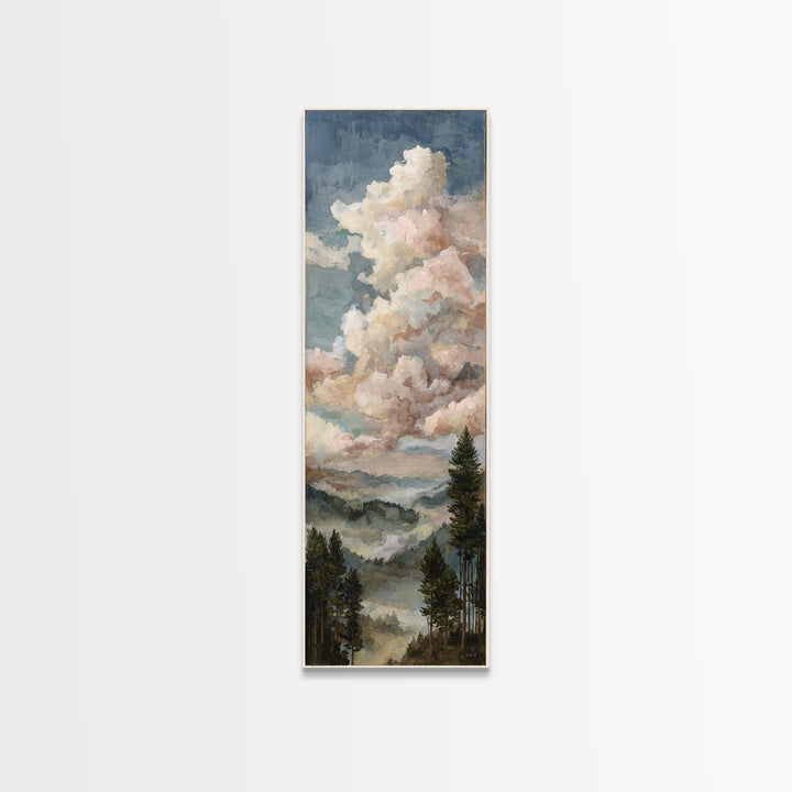 Blush and Taupe Cloudscape Canvas Print, Master Bedroom, Wall Art, Bedroom Decor, Oil Painting, Sanctuary, Bedroom Wall Art, MAS-1x3-90