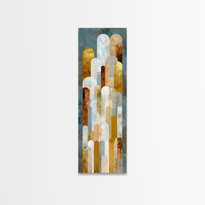 Gold Accented Abstract Arches Framed Canvas Print, Master Bedroom, Signs for Home, Bedroom Decor, Abstract Art, Sanctuary, MAS-1x3-92