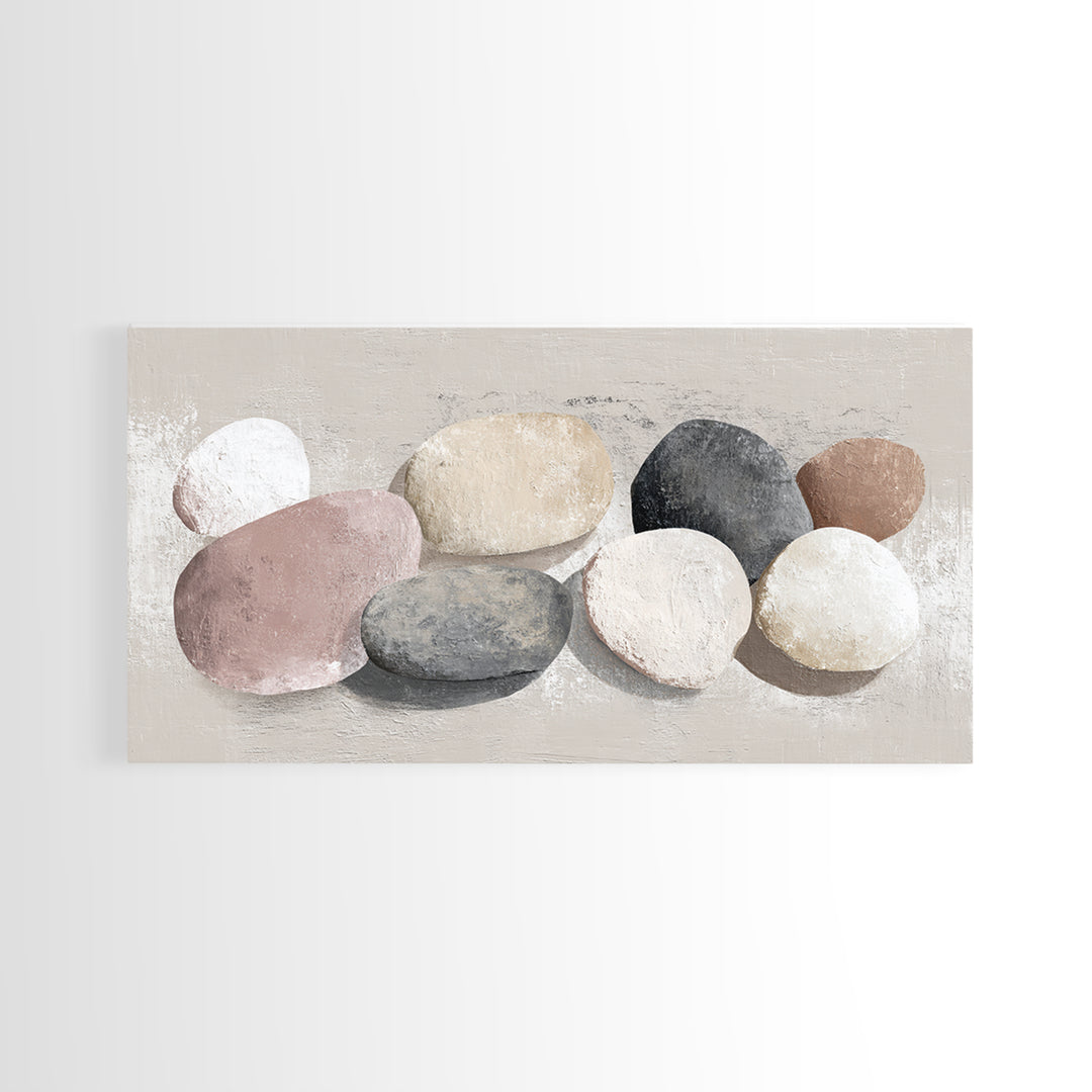 Minimal Stone Shapes Framed Canvas Print, Master Bedroom, Room Decor, Bedroom Decor, Abstract Art, Sanctuary, Wall Decal, MAS-2x1-12