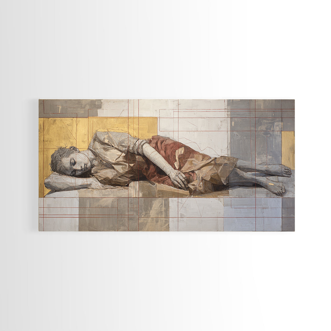 Classical Reclining Figure Implied Through Line Art Canvas Print, Master Bedroom, Room Decor, Bedroom Decor, Sanctuary, MAS-2x1-18
