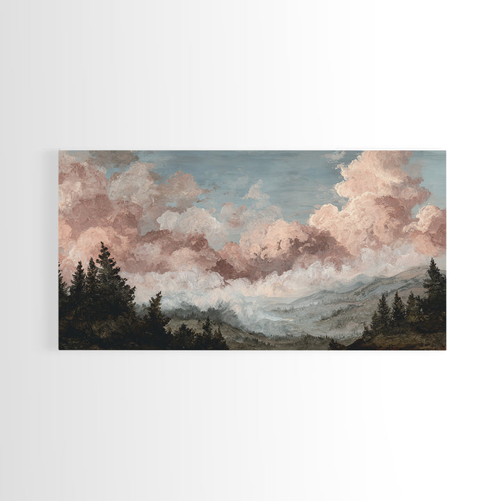 Blush and Taupe Cloudscape Canvas Print, Master Bedroom, Bedroom Decor, Abstract Art, Sanctuary, Printable Art, MAS-2x1-2