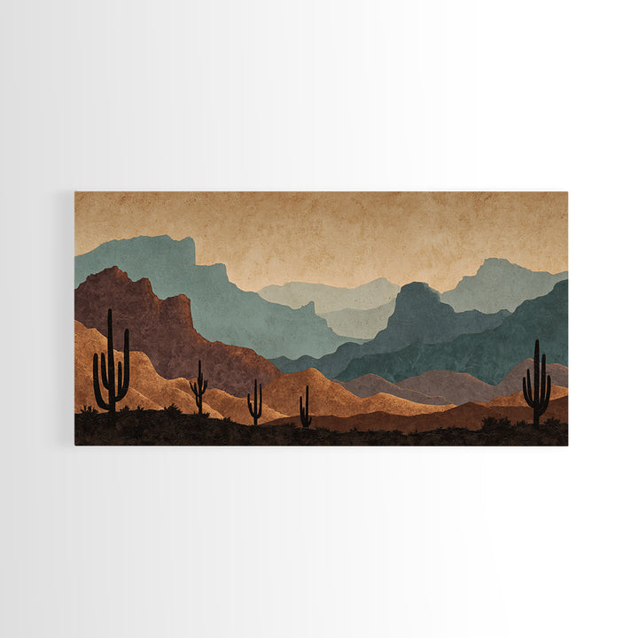 Quiet Desert Dusk Framed Canvas Print, Master Bedroom, Minimalist Decor, Bedroom Decor, Oil Painting, Sanctuary, MAS-2x1-30