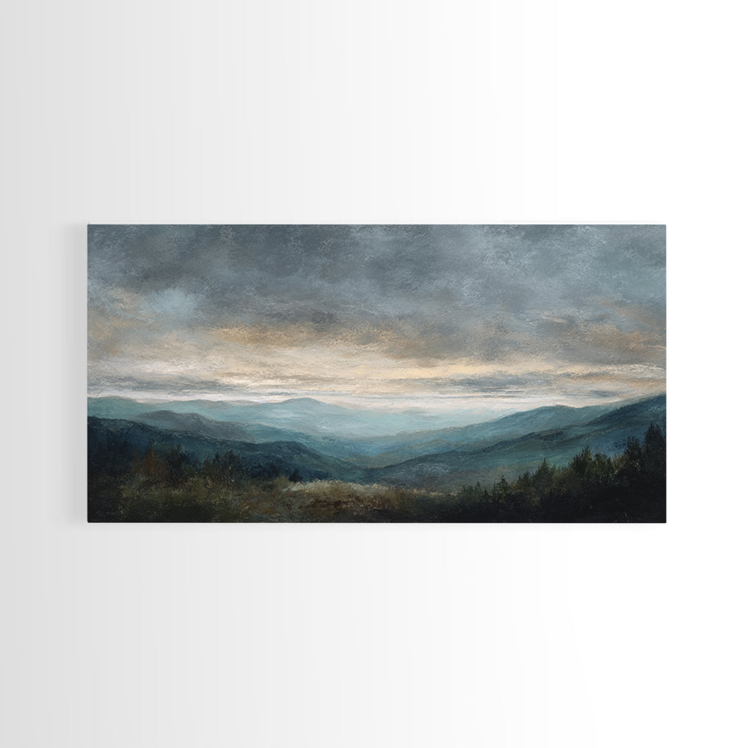 Soft Mountain Ridge Framed Canvas Print, Master Bedroom, Printable Wall Art, Bedroom Decor, Sanctuary, Minimalist Wall Art, MAS-2x1-33
