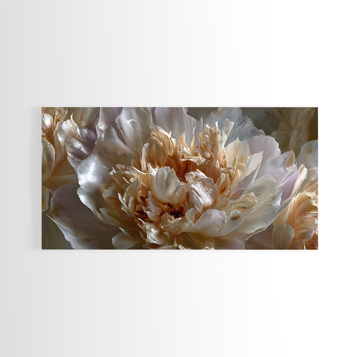 Romantic Neutral Peony Closeup Framed Canvas Print, Master Bedroom, Wall Decor, Bedroom Decor, Sanctuary, Farmhouse Wall Decor, MAS-2x1-46