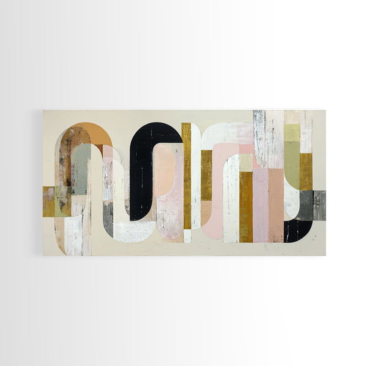 Gold Accented Abstract Arches Canvas Print, Master Bedroom, Bedroom Decor, Abstract Art, Sanctuary, Farmhouse Wall Art, MAS-2x1-52