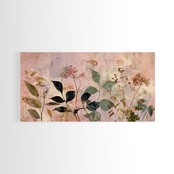 Dreamy Celestial Moon and Botanical Composition Canvas Print, Master Bedroom, Minimalist Wall Art, Bedroom Decor, Sanctuary, MAS-2x1-55