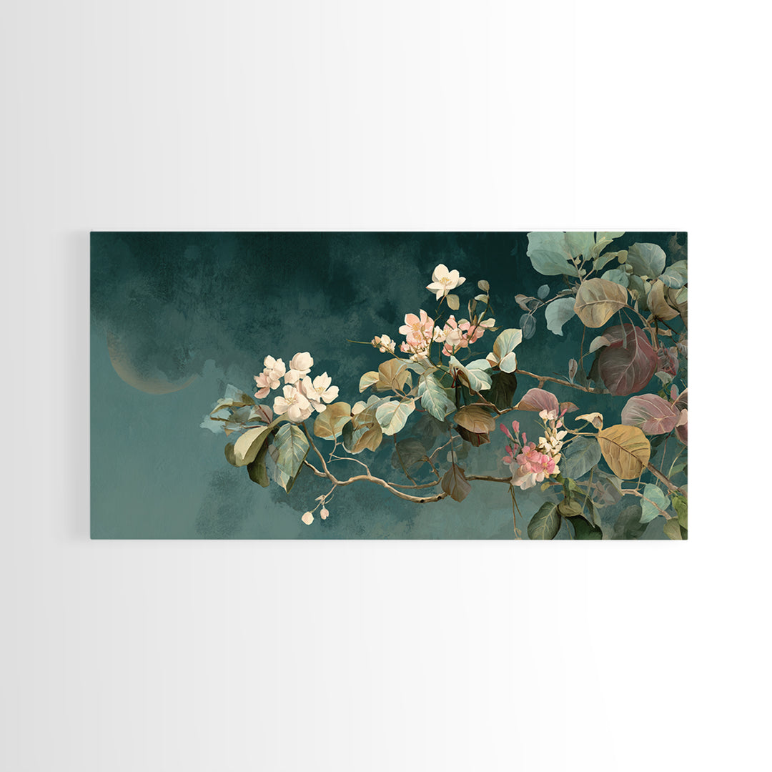 Dreamy Celestial Moon and Botanical Composition Canvas Print, Master Bedroom, Wall Art Prints, Bedroom Decor, Sanctuary, MAS-2x1-7