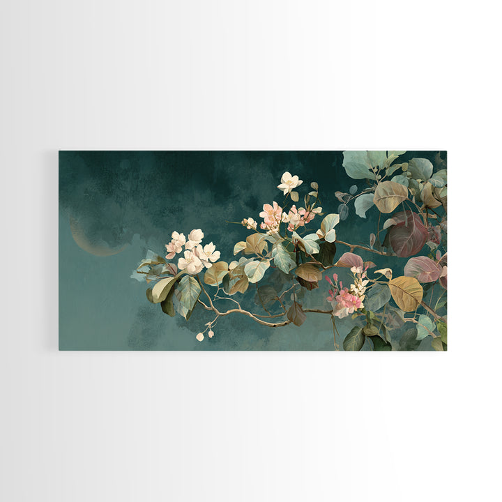 Dreamy Celestial Moon and Botanical Composition Canvas Print, Master Bedroom, Wall Art Prints, Bedroom Decor, Sanctuary, MAS-2x1-7