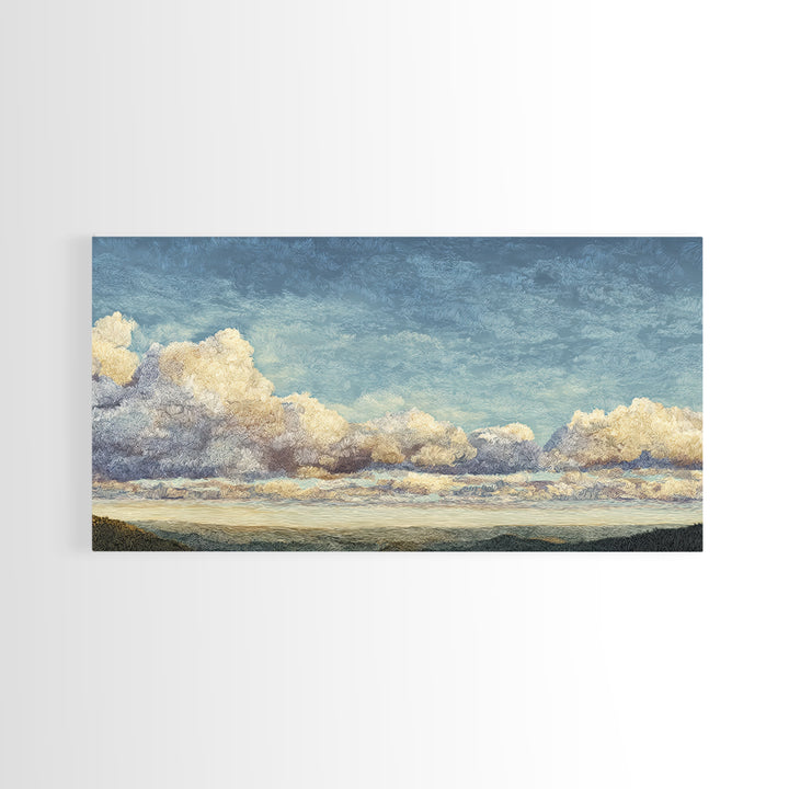 Blush and Taupe Cloudscape Canvas Print, Master Bedroom, Wall Decal, Bedroom Decor, Watercolor Art, Sanctuary, MAS-2x1-74