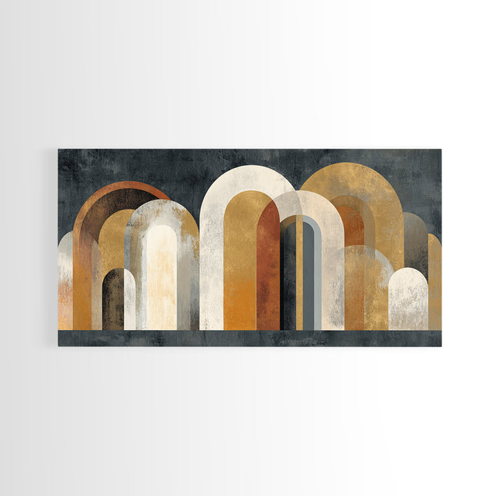 Gold Accented Abstract Arches Canvas Print, Master Bedroom, Minimalist Wall Art, Bedroom Decor, Sanctuary, Over Bed Wall Art, MAS-2x1-76