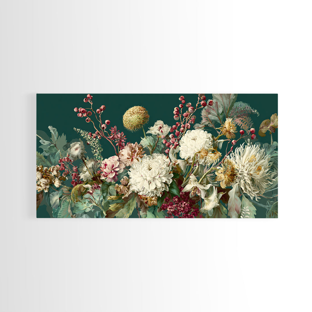 Dreamy Celestial Moon and Botanical Composition Canvas Print, Master Bedroom, Vinyl Wall Decal, Bedroom Decor, Sanctuary, MAS-2x1-79