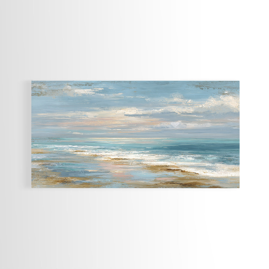Hotel Coastal Landscape Canvas Print, Master Bedroom, Farmhouse Wall Art, Bedroom Decor, Oil Painting, Sanctuary, MAS-2x1-89