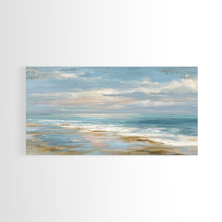 Hotel Coastal Landscape Canvas Print, Master Bedroom, Farmhouse Wall Art, Bedroom Decor, Oil Painting, Sanctuary, MAS-2x1-89