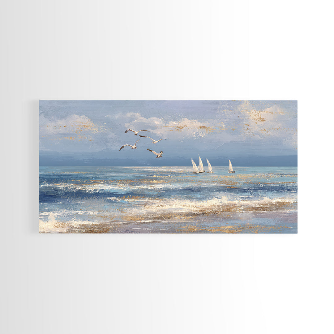 Elegant Moonlit Ocean Horizon Canvas Print, Master Bedroom, Bedroom Prints, Bedroom Decor, Fine Art, Sanctuary, Gallery Decor, MAS-2x1-93