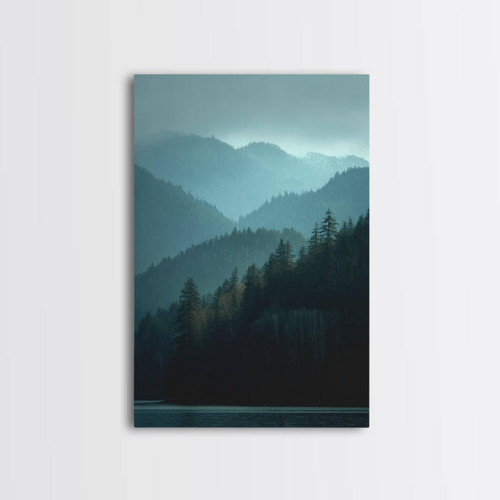Calm Misty Forest Panorama Framed Canvas Print, Master Bedroom, Wedding Decor, Bedroom Decor, Sanctuary, Rustic Home Decor, MAS-2x3-12