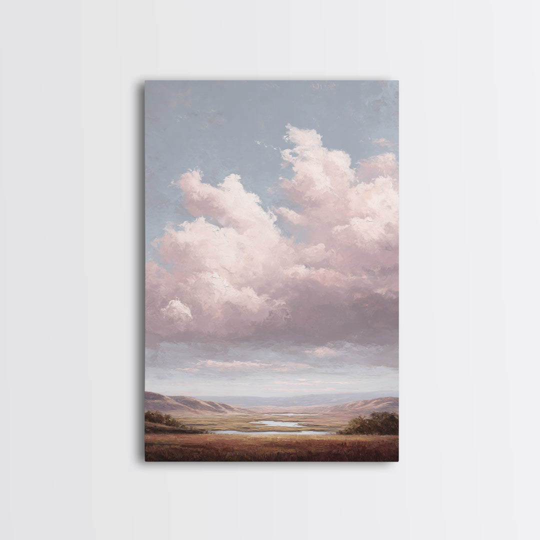Blush and Taupe Cloudscape Canvas Print, Master Bedroom, Wall Art, Bedroom Decor, Oil Painting, Sanctuary, Bedroom Wall Art, MAS-2x3-14