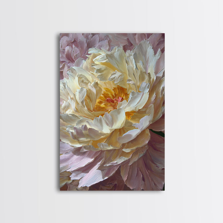 Romantic Neutral Peony Closeup Framed Canvas Print, Master Bedroom, Wall Art Prints, Bedroom Decor, Fine Art, Sanctuary, MAS-2x3-34