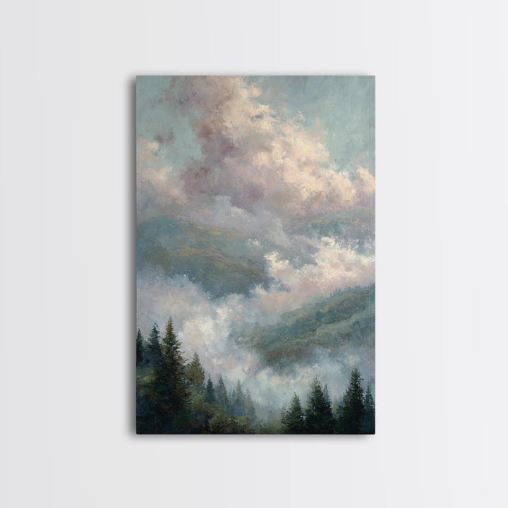 Blush and Taupe Cloudscape Framed Canvas Print, Master Bedroom, Large Wall Art, Bedroom Decor, Sanctuary, Bedroom Prints, MAS-2x3-38
