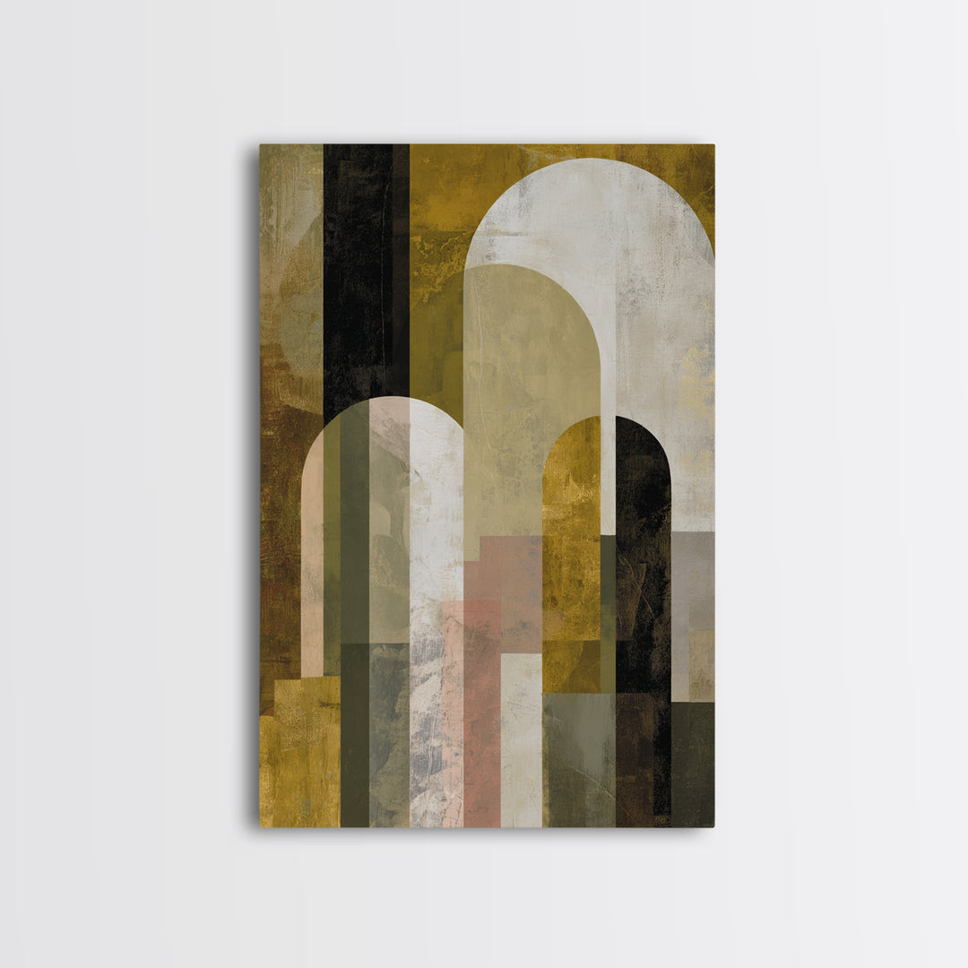 Gold Accented Abstract Arches Canvas Print, Master Bedroom, Contemporary Art, Bedroom Decor, Abstract Art, Sanctuary, MAS-2x3-40