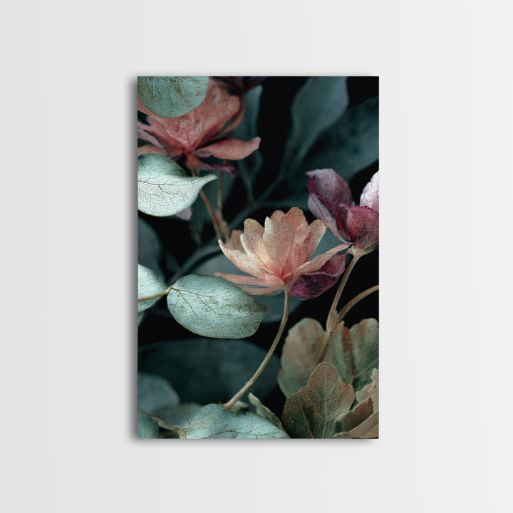 Dreamy Celestial Moon and Botanical Composition Canvas Print, Master Bedroom, Minimalist Wall Art, Bedroom Decor, Sanctuary, MAS-2x3-67
