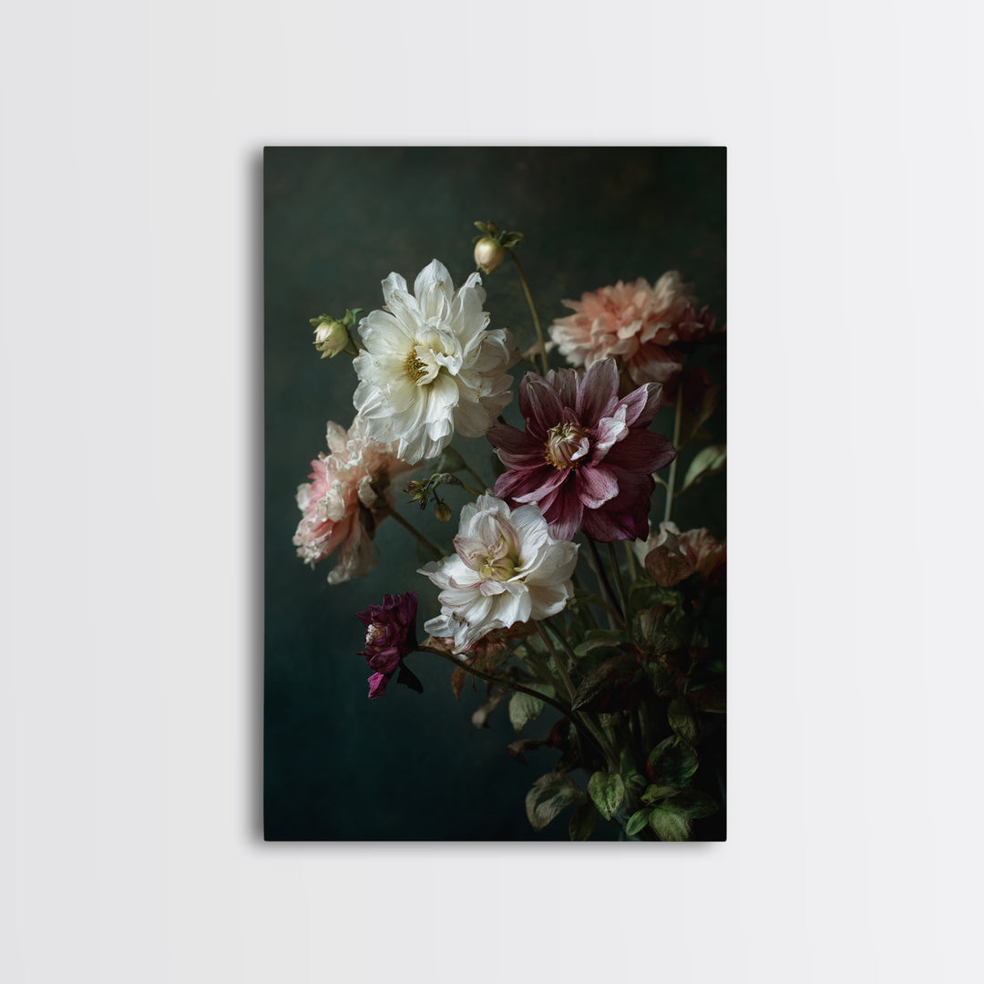Night Garden with Pale Flowers and Stars Canvas Print, Master Bedroom, Fine Art Print, Bedroom Decor, Watercolor Art, Sanctuary, MAS-2x3-7