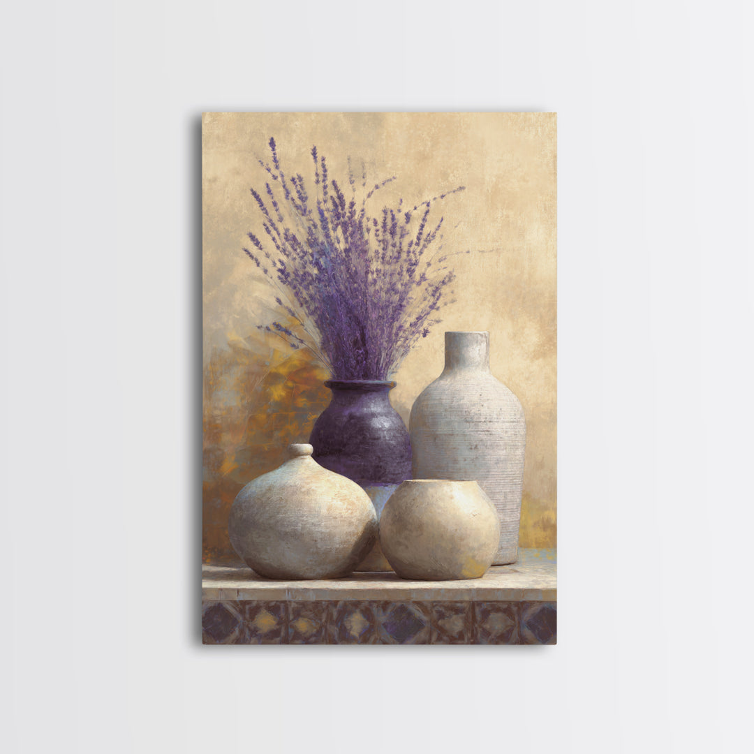 Lavender Field at Twilight Framed Canvas Print, Master Bedroom, Wall Decal, Bedroom Decor, Watercolor Art, Sanctuary, MAS-2x3-74