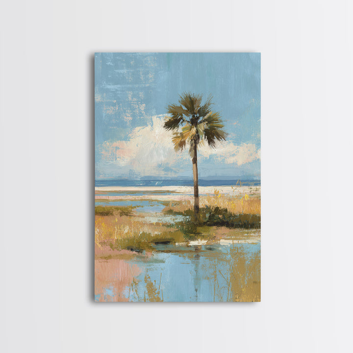Hotel Coastal Landscape Canvas Print, Master Bedroom, Living Room Prints, Bedroom Decor, Watercolor Art, Sanctuary, MAS-2x3-77