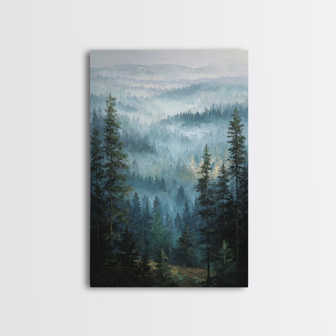 Calm Misty Forest Panorama Framed Canvas Print, Master Bedroom, Modern Decor, Bedroom Decor, Fine Art, Sanctuary, Wall Decor, MAS-2x3-84