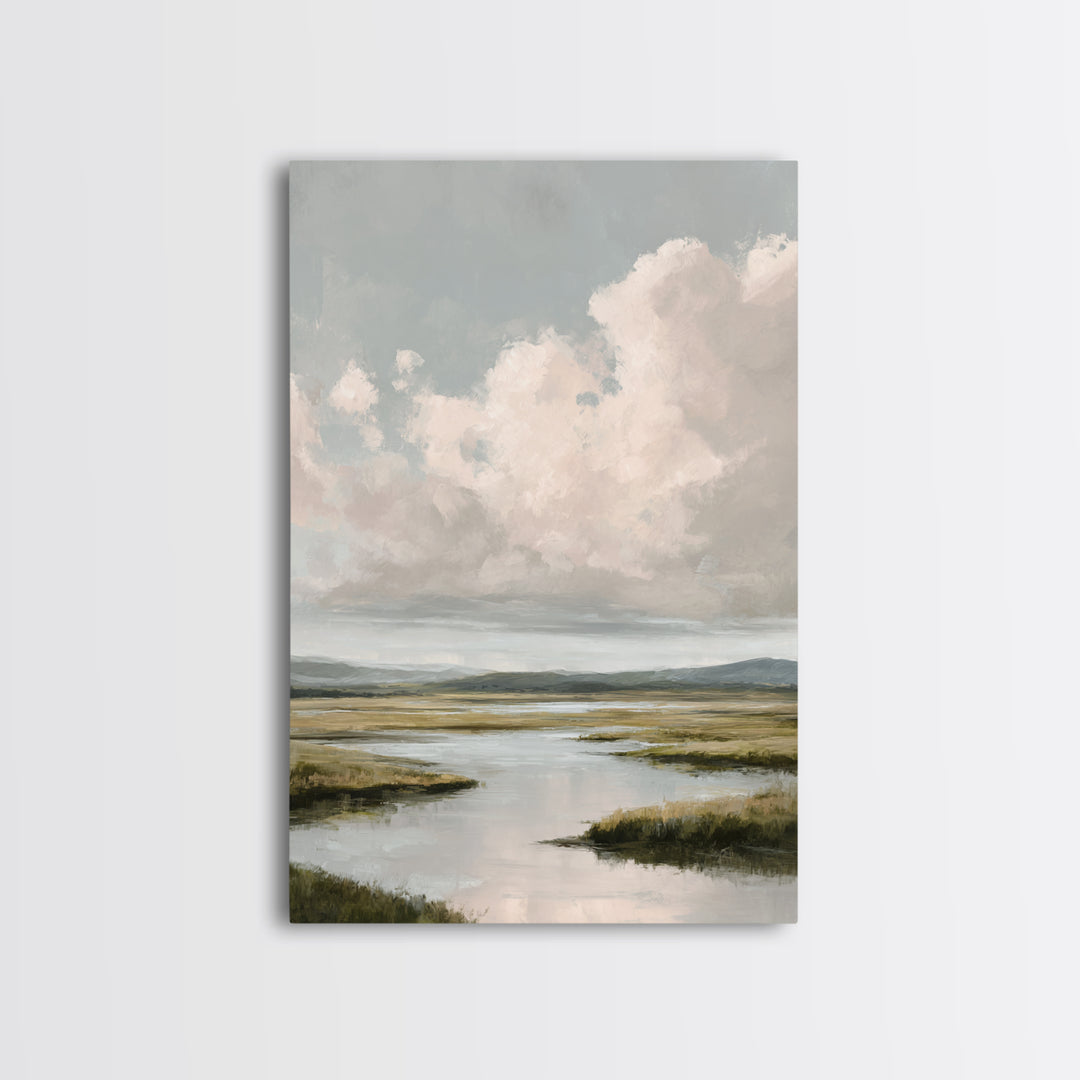 Blush and Taupe Cloudscape Canvas Print, Master Bedroom, Canvas Print, Bedroom Decor, Abstract Art, Sanctuary, MAS-2x3-86