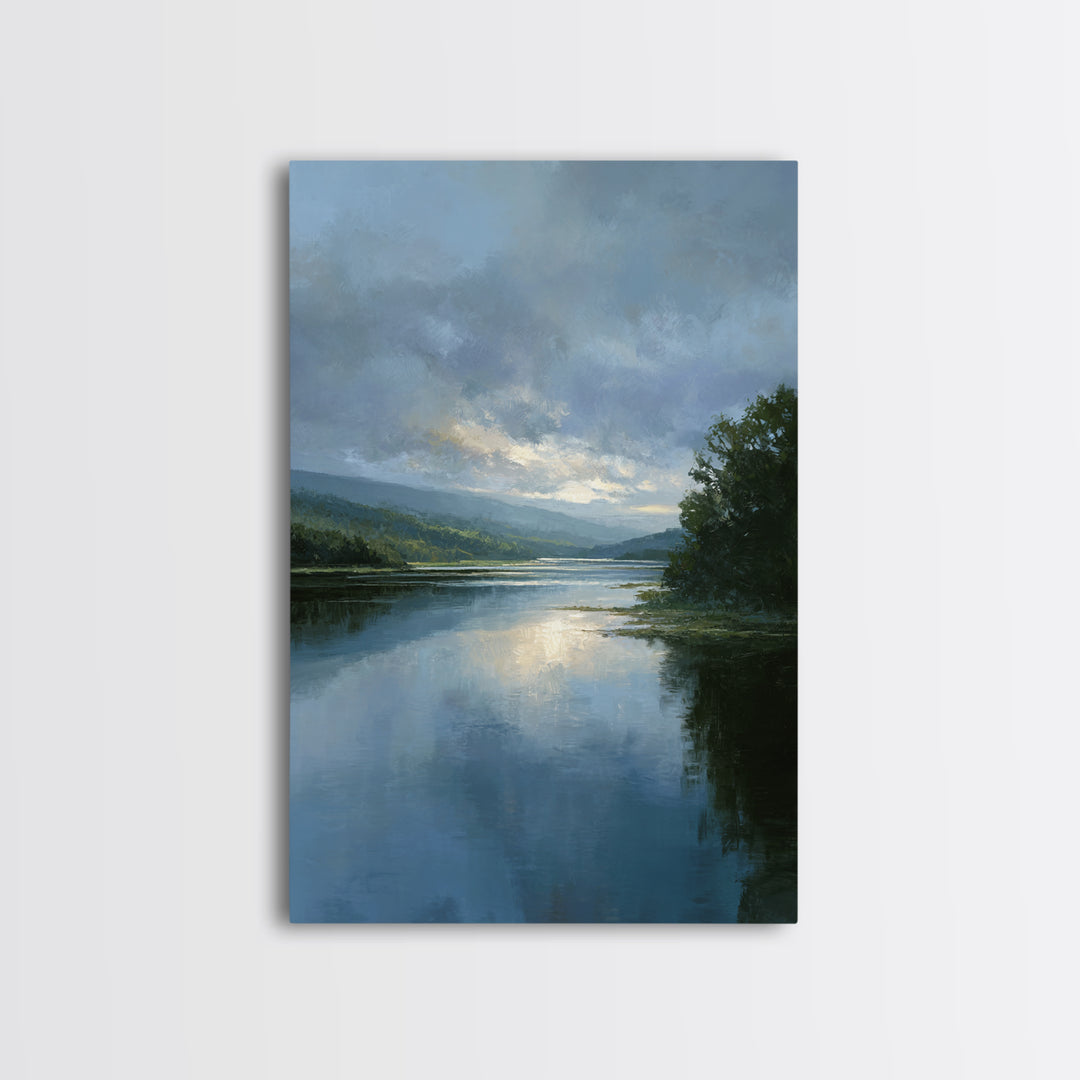 Serene Lake with Pale Morning Reflection Canvas Print, Master Bedroom, Above Bed Wall Decor, Bedroom Decor, Sanctuary, MAS-2x3-87