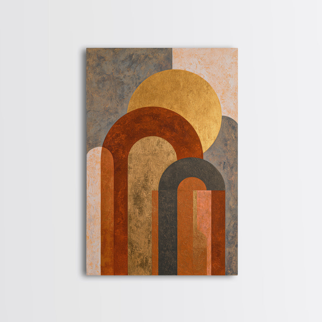 Gold Accented Abstract Arches Framed Canvas Print, Master Bedroom, Minimalist Wall Art, Bedroom Decor, Fine Art, Sanctuary, MAS-2x3-88