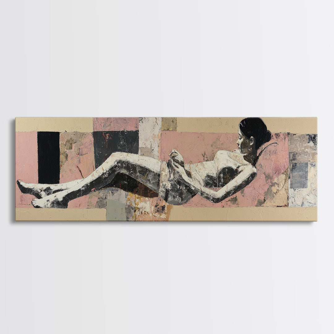Classical Reclining Figure Implied Through Line Art Canvas Print, Master Bedroom, Modern Decor, Bedroom Decor, Sanctuary, MAS-3x1-14
