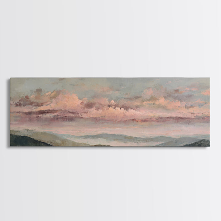 Blush and Taupe Cloudscape Canvas Print, Master Bedroom, Bedroom Decor, Abstract Art, Sanctuary, Printable Art, MAS-3x1-22
