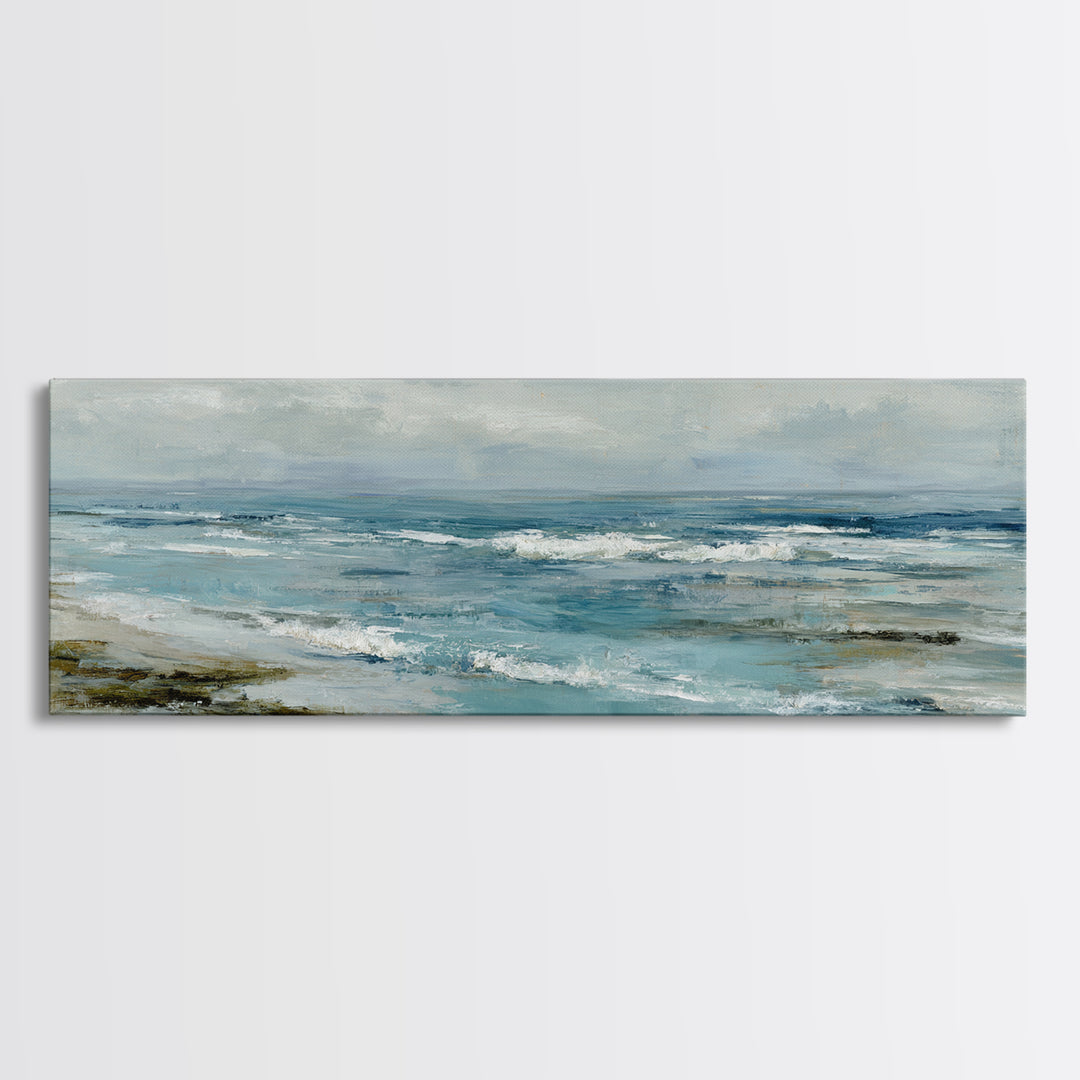 Hotel Coastal Landscape Framed Canvas Print, Master Bedroom, Bedroom, Bedroom Decor, Fine Art, Sanctuary, Boho Decor, MAS-3x1-37
