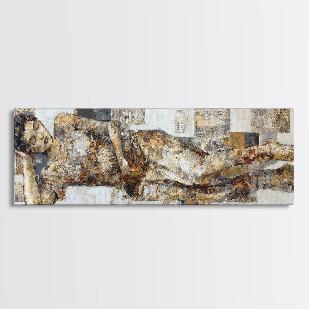 Classical Reclining Figure Implied Through Line Art Canvas Print, Master Bedroom, Boho Decor, Bedroom Decor, Sanctuary, MAS-3x1-62