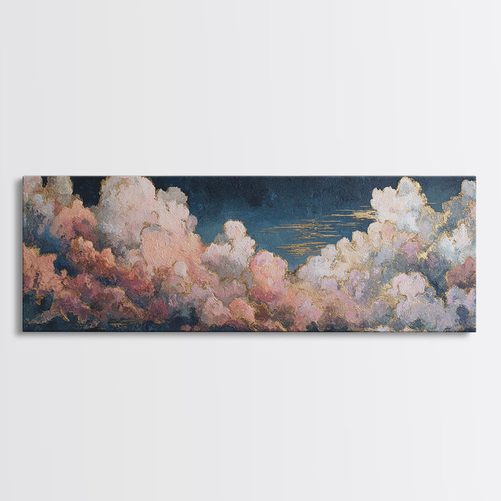 Blush and Taupe Cloudscape Canvas Print, Master Bedroom, Wall Art, Bedroom Decor, Oil Painting, Sanctuary, Bedroom Wall Art, MAS-3x1-70