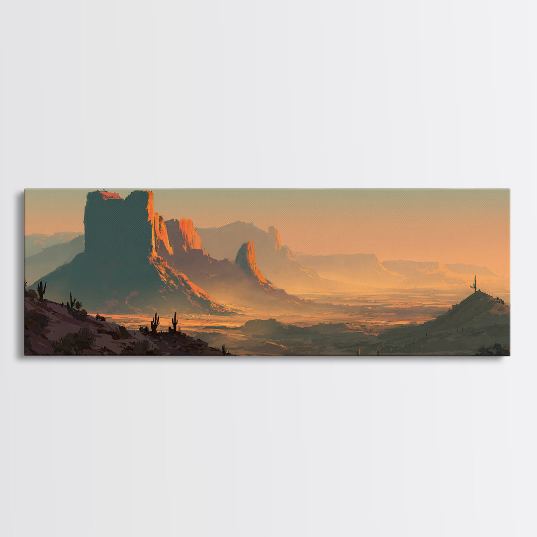 Quiet Desert Dusk Framed Canvas Print, Master Bedroom, Wall Decor Bedroom, Bedroom Decor, Fine Art, Sanctuary, Fine Art Print, MAS-3x1-74