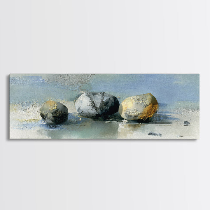 Minimal Stone Shapes Canvas Print, Master Bedroom, Above Bed Wall Art, Bedroom Decor, Abstract Art, Sanctuary, MAS-3x1-8